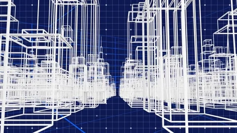 3D skyscraper blueprints animate on green screen, showcasing their scale. Stock Footage 330402525