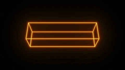 3d Slab Box With Glowing Strokes Spinning Stock Footage 124863328
