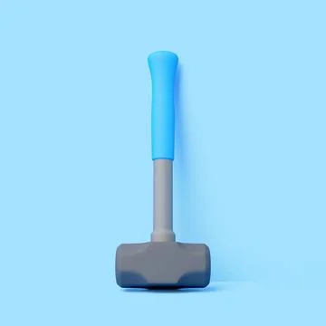 3D Sledgehammer with Blue Handle on Light Blue Background 스톡 일러스트