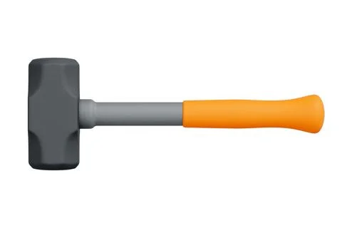 3D Sledgehammer with Orange Handle Isolated on White Background 스톡 일러스트