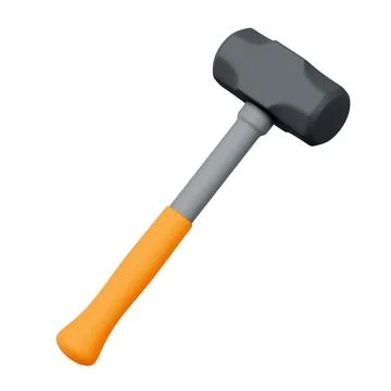 3D Sledgehammer with Orange Handle on White Background イラスト素材