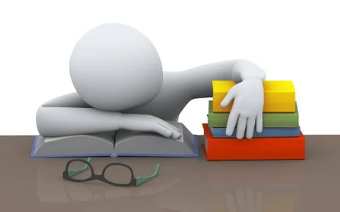 3d sleeping student Stock Illustration