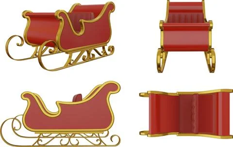 3d sleigh Stock Illustration