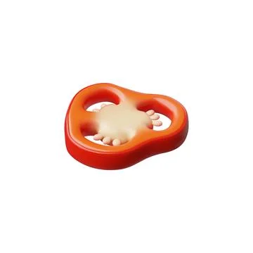 3d slice of red bell pepper with seeds. Stock Illustration