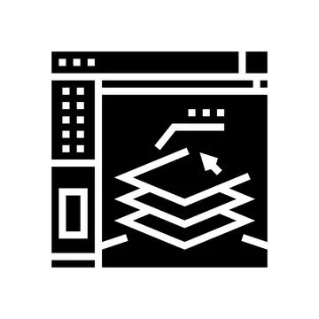 3d slicing software glyph icon vector illustration Illustrazione stock