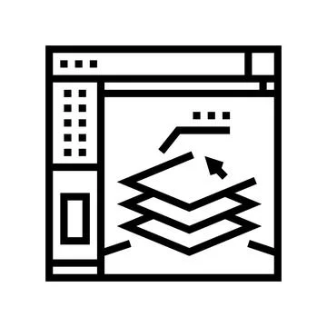 3d slicing software line icon vector illustration Ilustração Stock