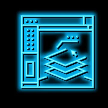 3d slicing software neon glow icon illustration Illustrazione stock