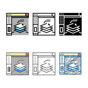 3d slicing software set color icon vector 스톡 일러스트