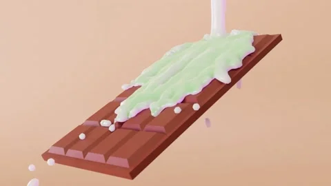 3d slow motion animation video of chocolate bar drenched in fresh milk Stock Footage 237316695