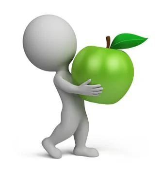 3d small people - apple Stock Illustration