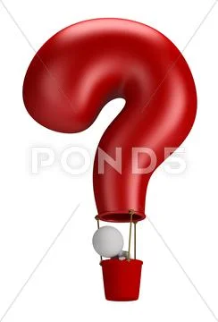 3d small people - balloon question Stock Illustration