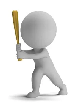 3d small people - baseball Stock Illustration
