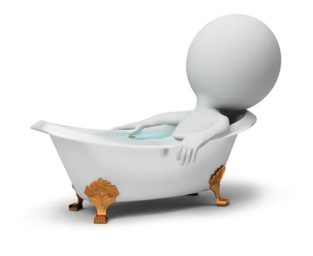 3d small people - in a bath Stock Illustration