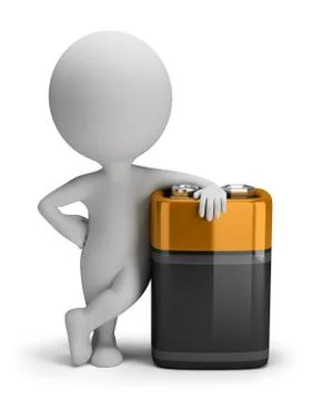 3d small people - battery Stock Illustration