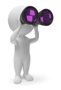 3d small people - binoculars Stock Illustration