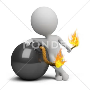 3d small people - bomb Stock Illustration