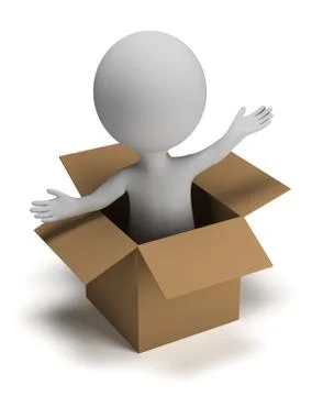 3d small people in the box Stock Illustration