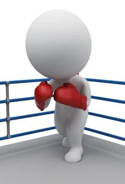 3d small people - boxer on a ring Stock Illustration