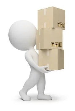 3d small people - boxes Stock Illustration