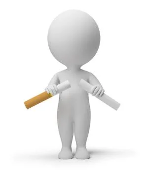 3d small people - breaking cigarette Stock Illustration
