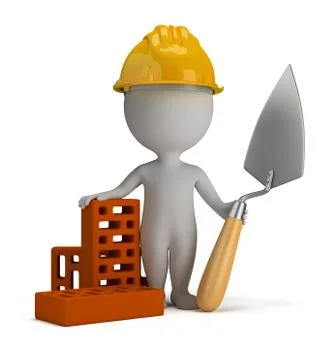 3d small people - builder in the helmet Stock Illustration