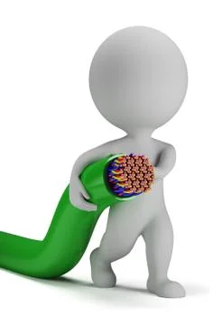 3d small people - cable Stock Illustration