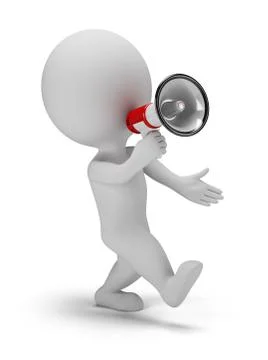 3d small people - call through a megaphone Stock Illustration