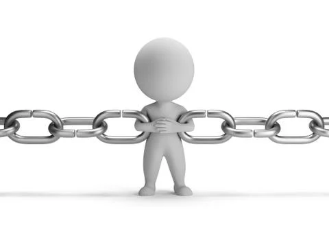 3d small people - chain link Stock Illustration