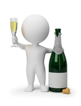 3d small people - champagne Stock Illustration