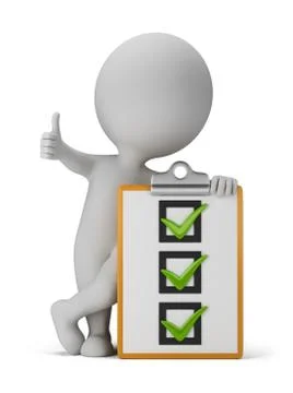 3d small people with a checklist Stock Illustration