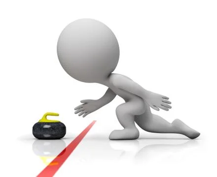 3d small people - curling Stock Illustration