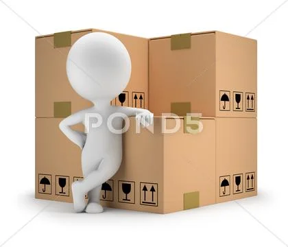 3d small people - delivery goods Stock Illustration