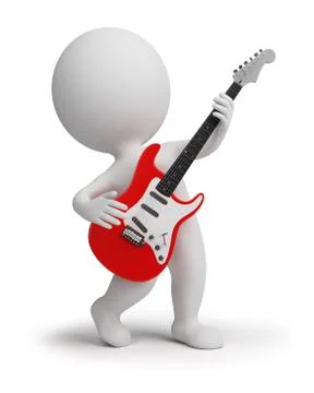 3d small people - electroguitar Stock Illustration