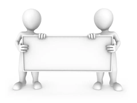 3d small people with the empty board. 3d rendered illustration. Stock Illustration