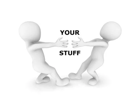 3d small people fights for your stuff. 3d illustration. Stock Illustration