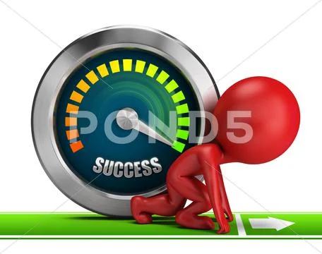 3d small people - forward to success Stock Illustration