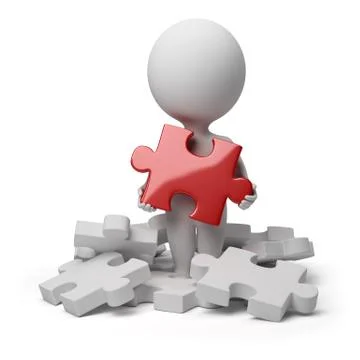 3d small people - found puzzle Stock Illustration