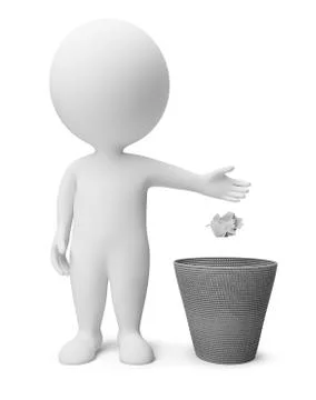3d small people - garbage basket Stock Illustration