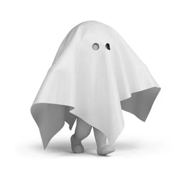 3d small people - ghost costume Stock Illustration