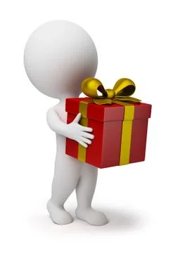 3d small people - gift Stock Illustration