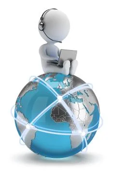 3d small people - global network Stock Illustration