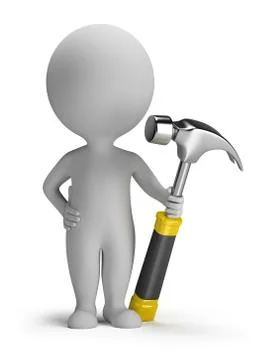3d small people with hammer Stock Illustration