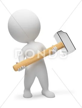 3d small people - hammer Stock Illustration