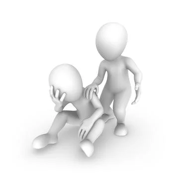 3d small people. Help and compassion concept. Illustrazione stock