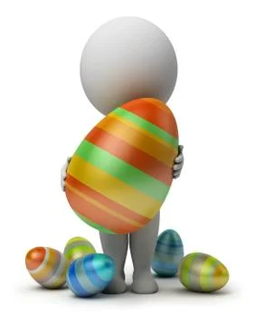 3d small people - holds an easter egg Stock Illustration