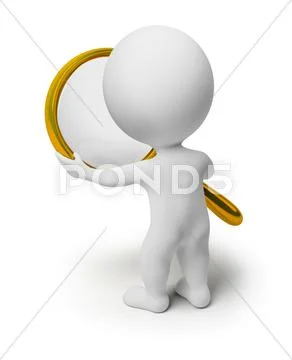 3d small people holds a magnifier Stock Illustration