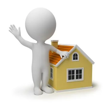 3d small people - home Stock Illustration