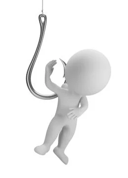 3d small people on the hook Stock Illustration
