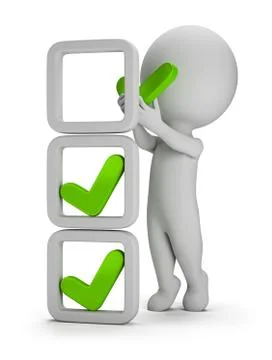 3d small people - installation of check marks Stock Illustration
