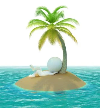 3d small people - island Stock Illustration